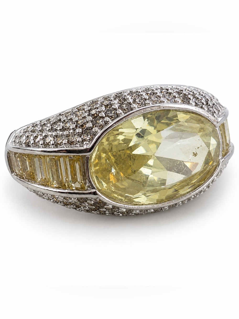 Bomb party silver tone ring size 9 yellow halo bling sparkle